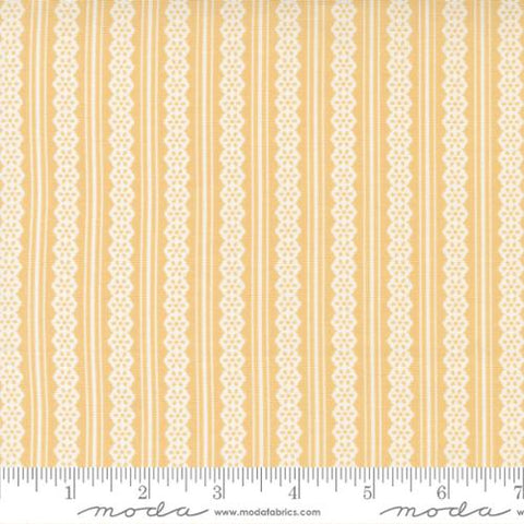 Buttercup and Slate Collection Lacey Stripes Cotton Fabric yellow