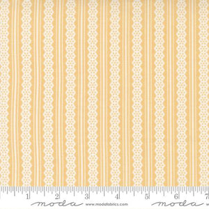 Buttercup and Slate Collection Lacey Stripes Cotton Fabric yellow