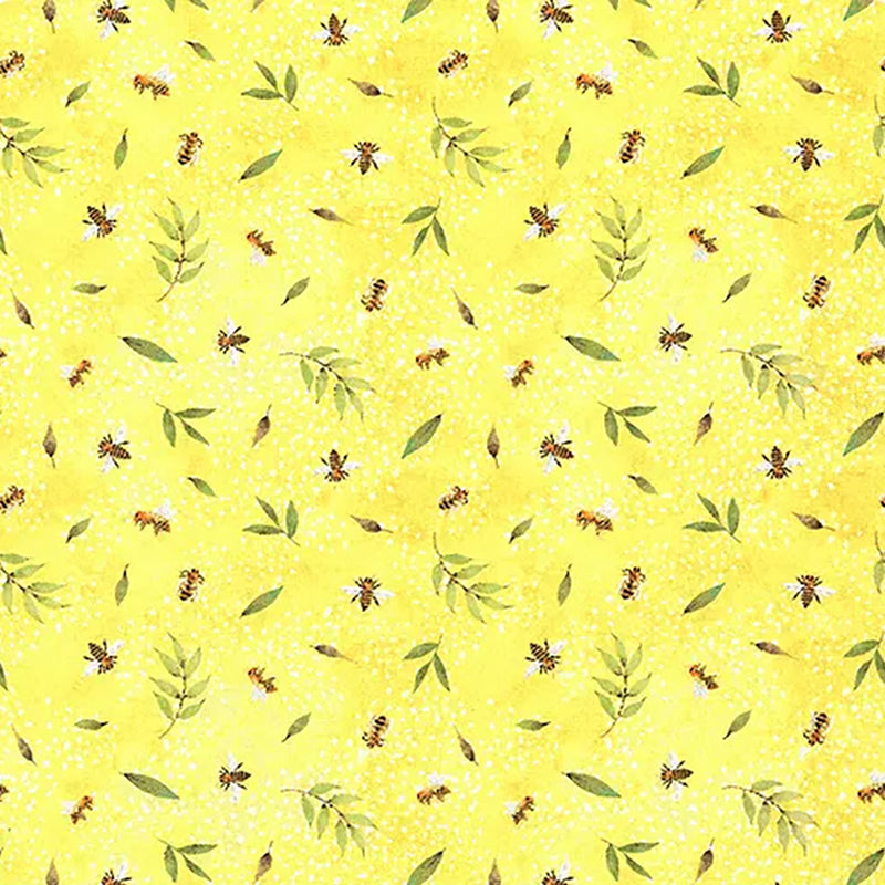 Autumn Sun Collection Bee Toss Cotton Fabric yellow