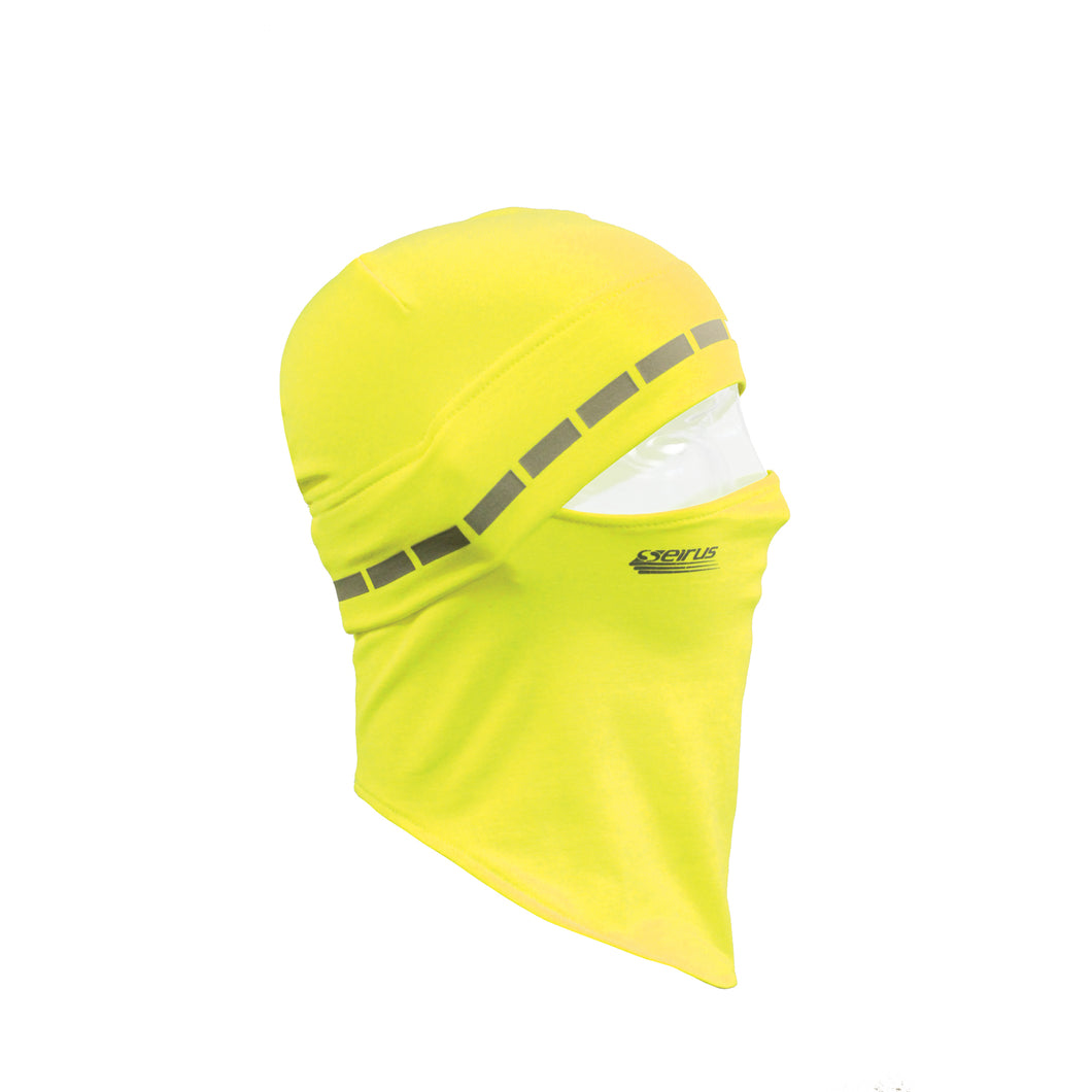 Hi vis yellow face mask and head liner