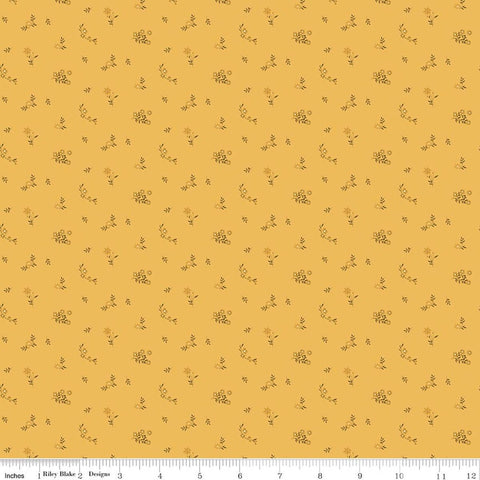 yellow, Bountiful Collection Flower Toss Cotton Fabric C17866