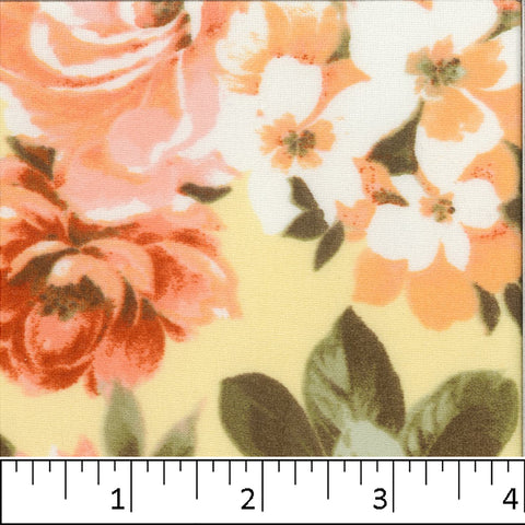 Yellow, DTY Brushed Floral Print Fabric FA14582