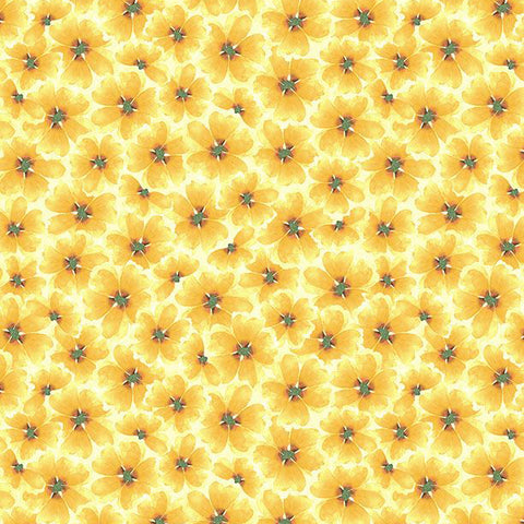 yellow, Gentle Meadow Collection Tonal Flowers Cotton Fabric 32116