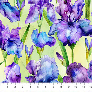 yellow, Infatuation Iris Collection Iris Flower Cotton Fabric DP28613