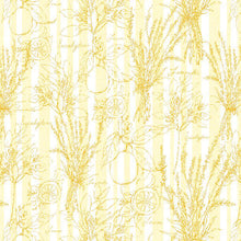 yellow, Lavender Lemonade Collection Toile Stripe Cotton Fabric 39885