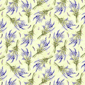 yellow, Lavender Lemonade Collection Tossed Lavender Cotton Fabric 39884