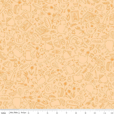 yellow, Lil Farm Friends Farm Collection Farm Outlines Cotton Fabric C17942