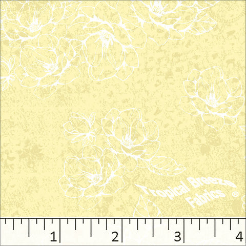 Yellow, Standard Weave Large Floral Print Dress Fabric 6199
