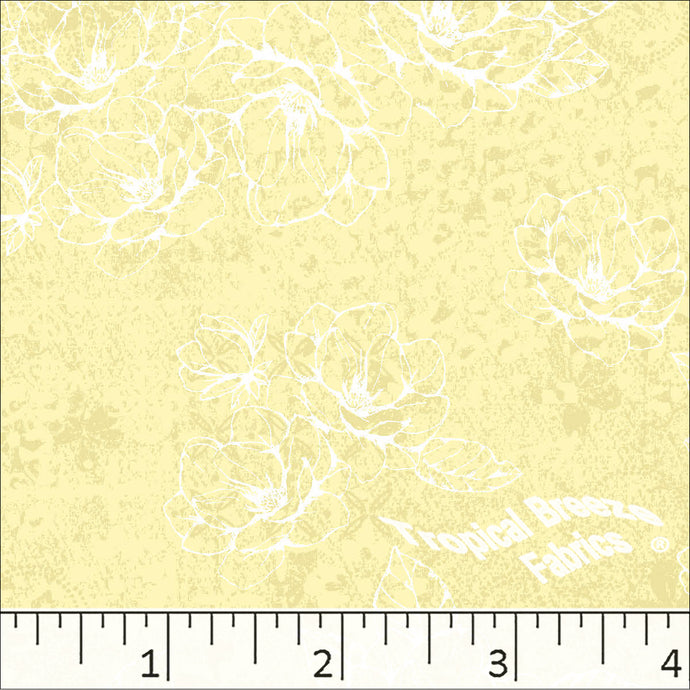 Yellow, Standard Weave Large Floral Print Dress Fabric 6199