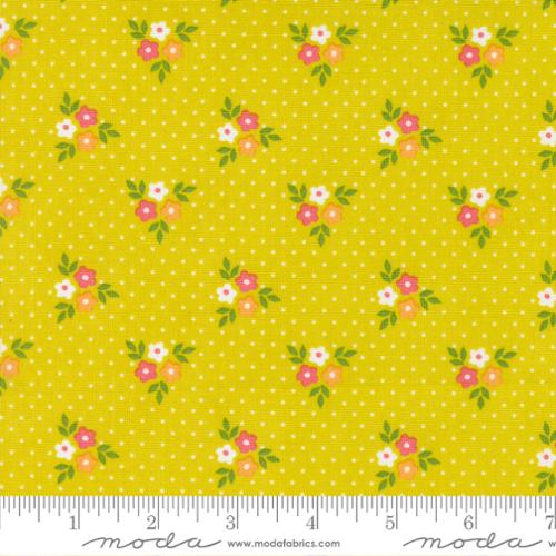 Strawberry Lemonade Collection Floral Dots Cotton Fabric 37672 yellow
