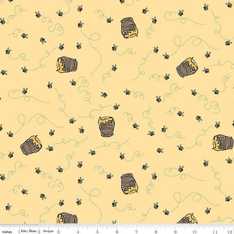 yellow, Winnie the Pooh Collection Bees Cotton Fabric C17004