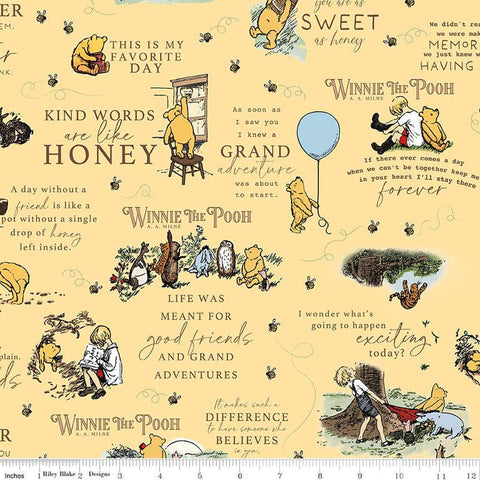 yellow, Winnie the Pooh Collection Main Cotton Fabric C17000