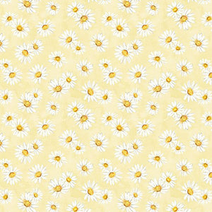 Zest for Life Collection Daisy Toss Cotton Fabric 19156 yellow