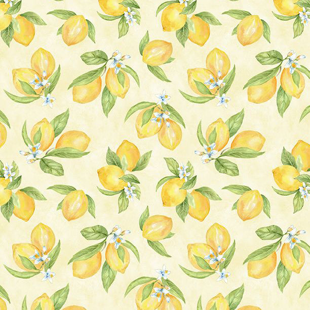 Zest for Life Collection Lemon Toss Cotton Fabric 19155 yellow