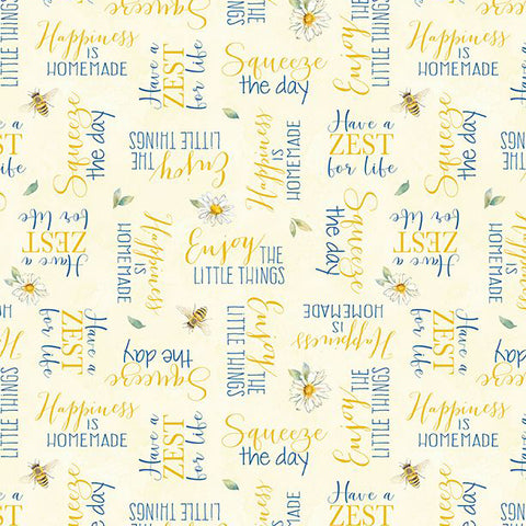 Zest for Life Collection Word Toss Cotton Fabric 19158 yellow