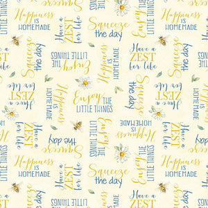 Zest for Life Collection Word Toss Cotton Fabric 19158 yellow