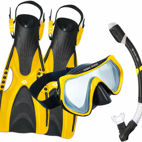 Hawaii Divers Destin adult snorkeling set in yellow & black