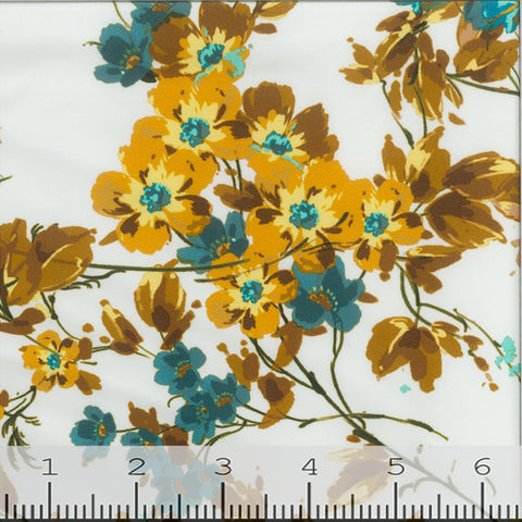 yellow and blue flowers, Pink Floral Stretch Swimsuit Fabric GS1