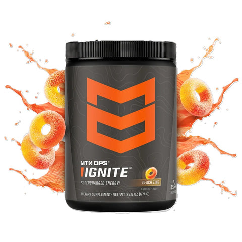 MTN OPS Ignite energy drink mix in Peach Zing