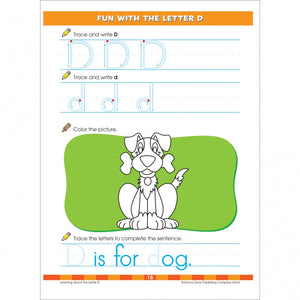 School Zone Big Kindergarten Workbook sample page for Letter D