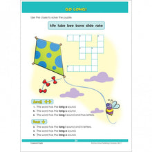 School Zone Big First Grade Workbook sample page of crossword puzzle