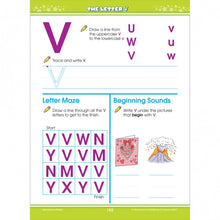 School Zone Big Alphabet Workbook sample page for letter V