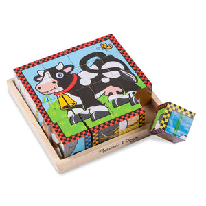 wooden farm cube puzzle, piece out