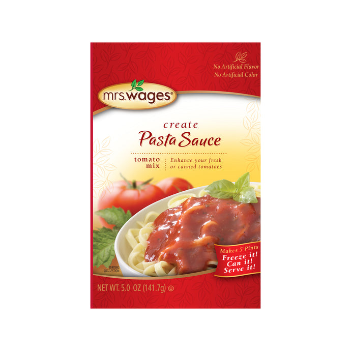 Pack of Mrs. Wages pasta sauce mix.