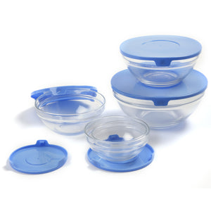 Glass Bowl Set with Lids 1018