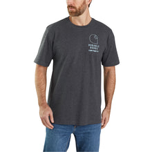 Carhartt men's carbon heather Durable Goods graphic tee shirt on model front