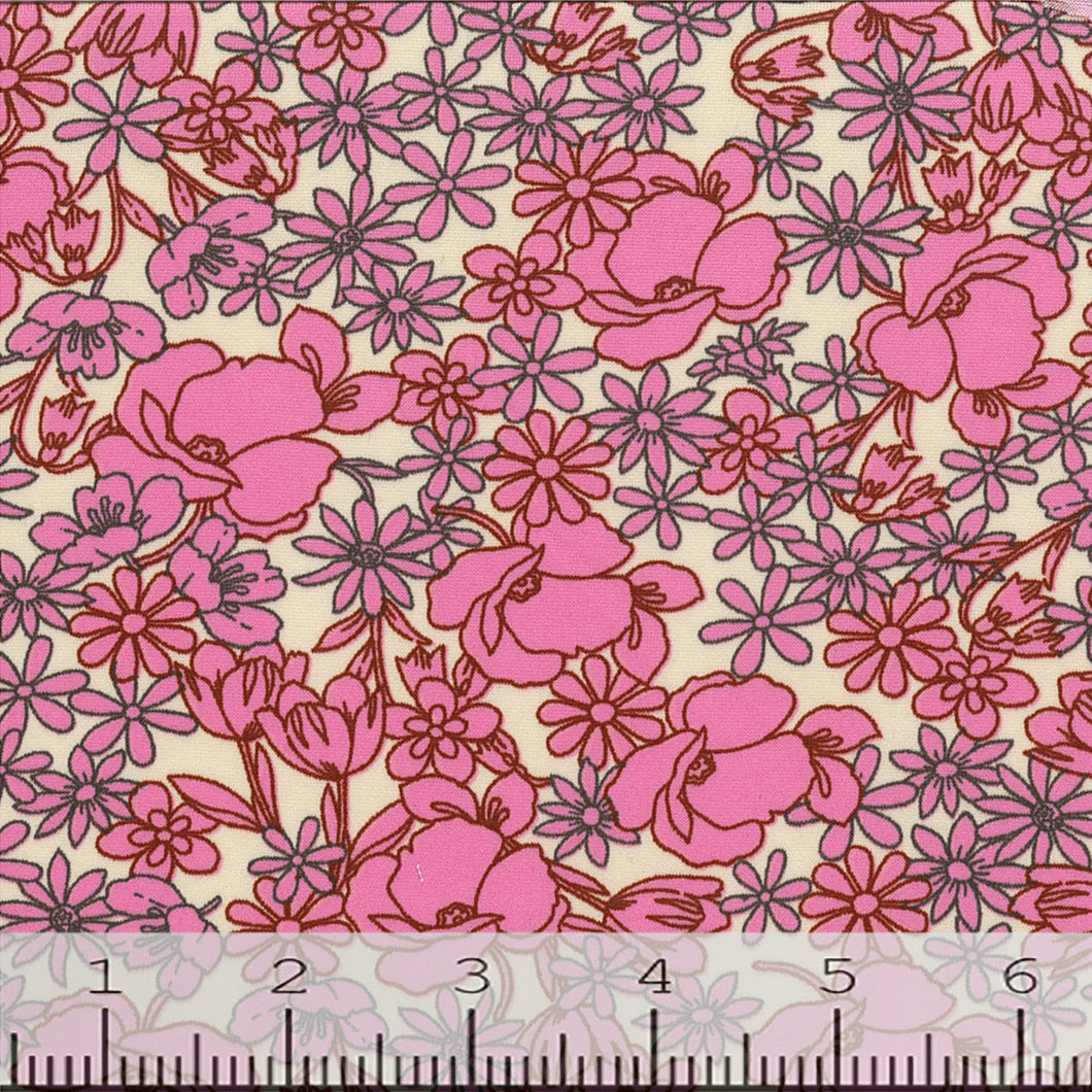DTY Non Brushed Floral Polyester Fabric 10958