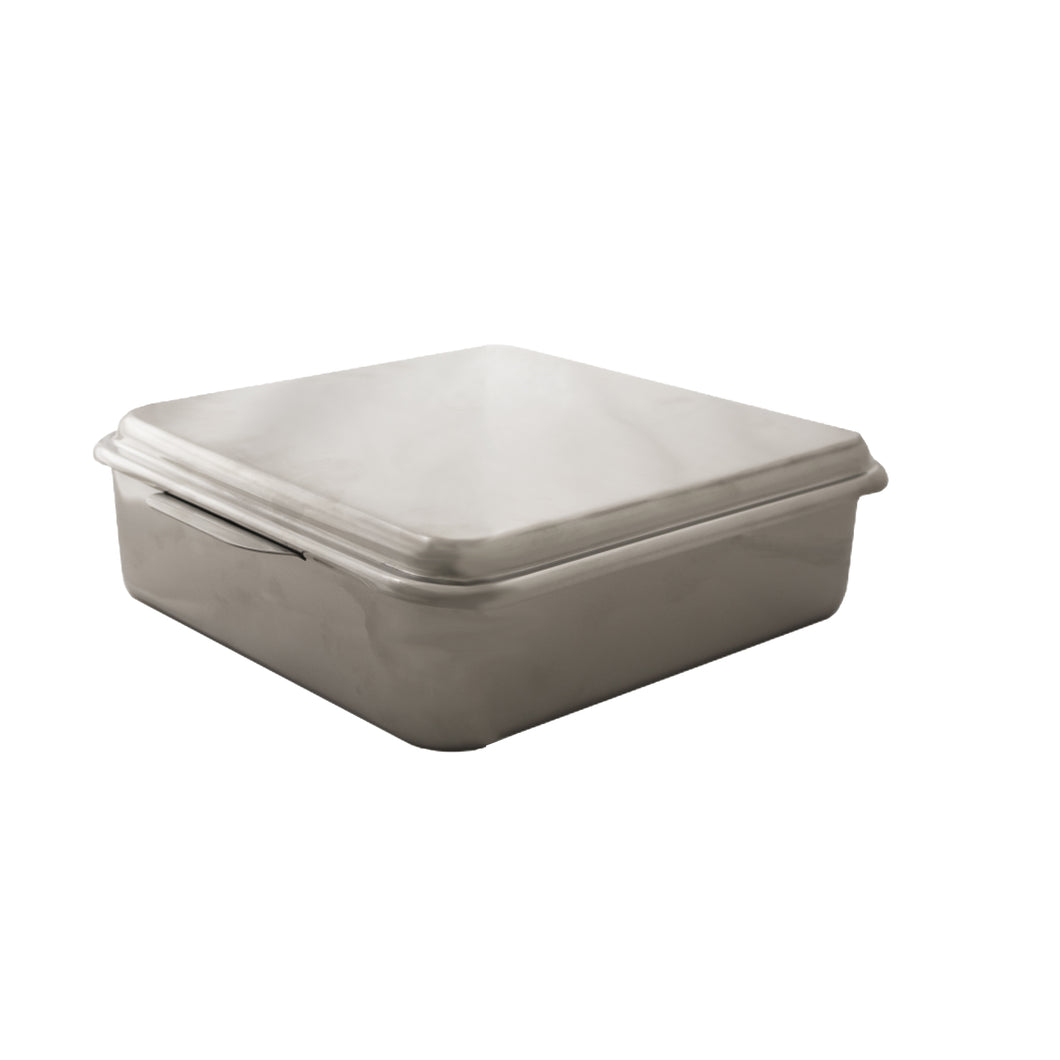 9x 9inch Stainless steel covered cake pan.