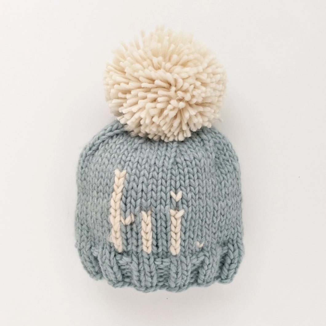 Huggalugs Cable Knit Fur Pom Hat, Grey