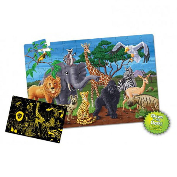 100-Piece Glow in the Dark Wildlife Puzzle Doubles 115237