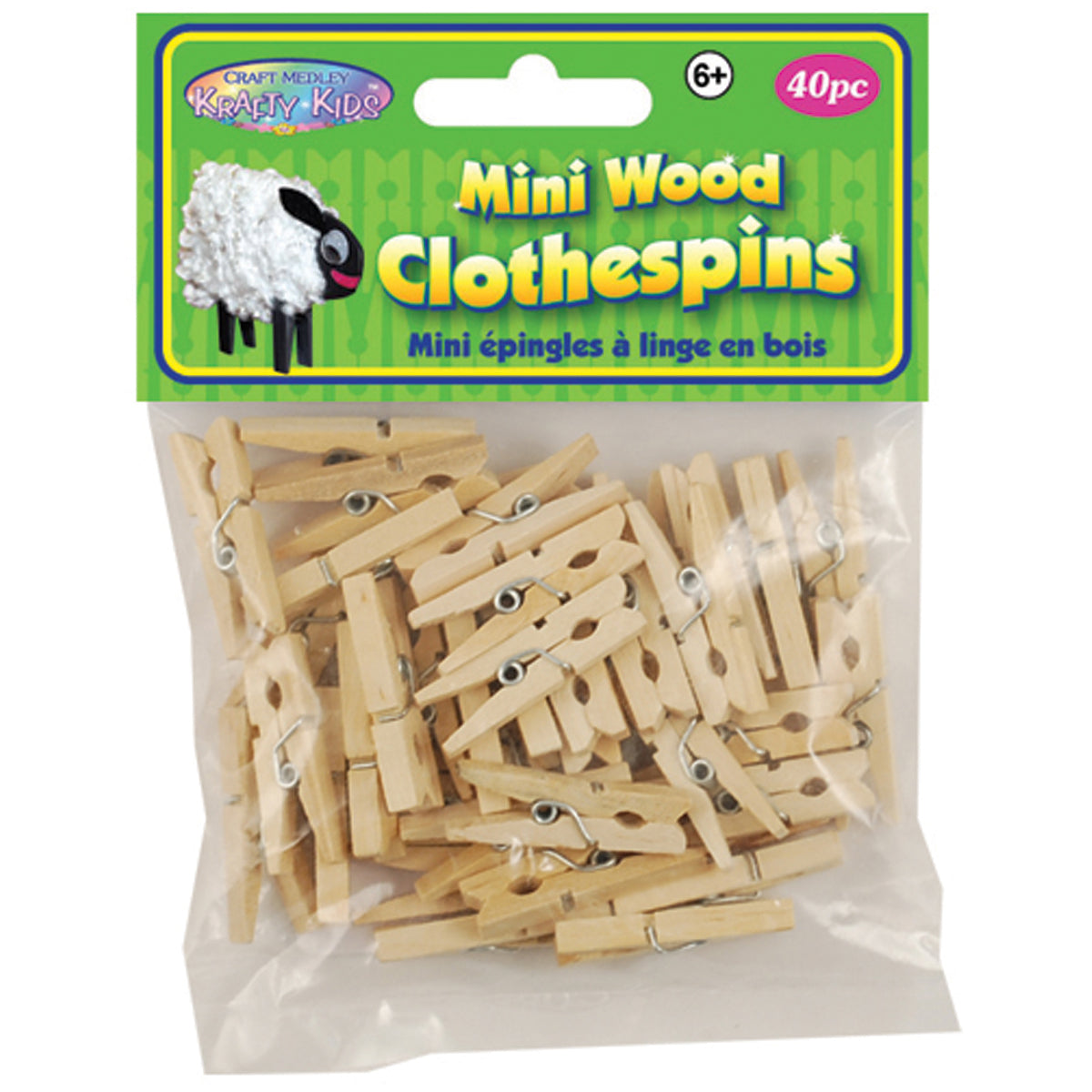 Tiny Clothespins Natural Wood - 1 Inch - 40 Count