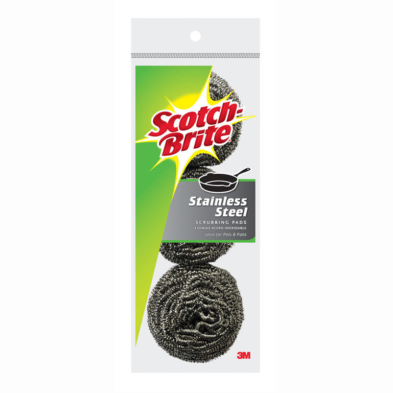 3M Scotch-Brite Stainless Steel Scrubber Metal Scrubber; Color: Gray;  Material