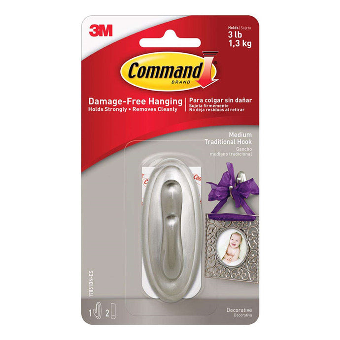 Command Brushed Nickel Plastic Hook 17051BN