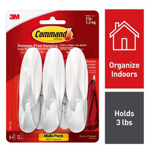 6-Pack White Command Medium Designer Hooks 17081