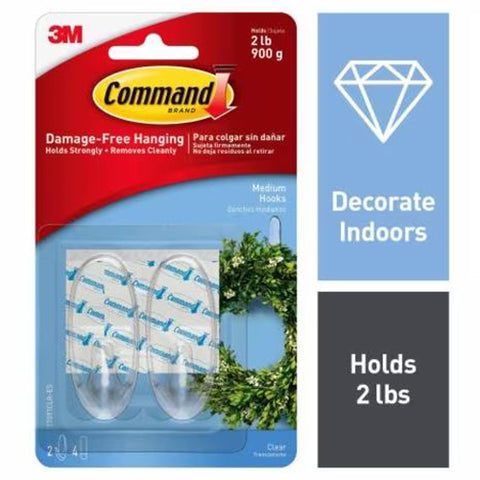Medium Command Clear Plastic Hooks 17091CLR