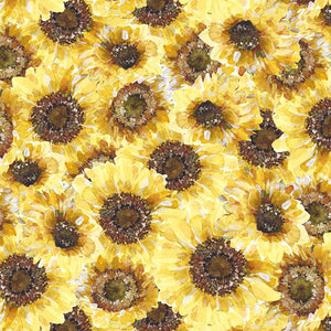 Sunflower Fabric on Blue Background, Printed by the Yard on Your Choice of  Fabrics 