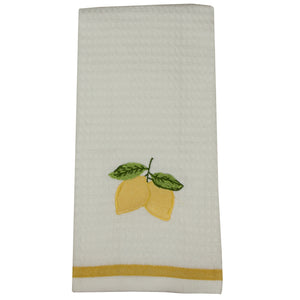 Ritz Embroidered Lemons Waffle Knit Kitchen Towel 18687
