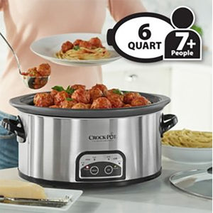 6 Qt Oval Analog Slow Cooker (Stainless Steel)