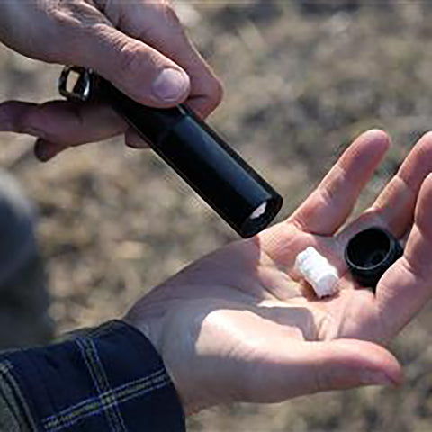 tinders stored in aluminum capsule