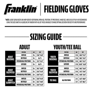 Franklin fielding gloves sizing guide