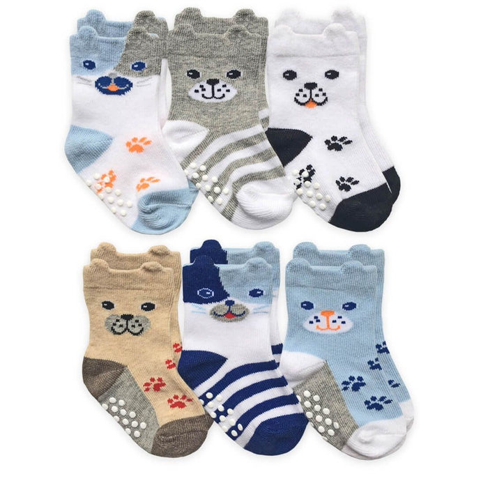 Boys Dog Face Crew Socks 6 Pack 2360