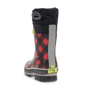 Back of Youth Buffalo Check Neoprene Snow Boots 24104416B