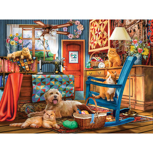 500 Piece Jumping Dog Jigsaw Puzzle (Puzzle Saver Kit Included) - Encased