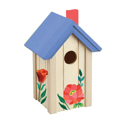 Wood Bird House with Red Tulip 2BH729