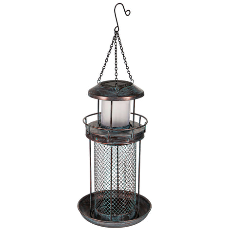 Solar Lighthouse Metal Bird Feeder 2BF7158