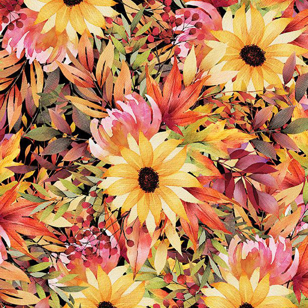 Autumn Light Collection Large Floral Cotton Fabric 3022-32103-539
